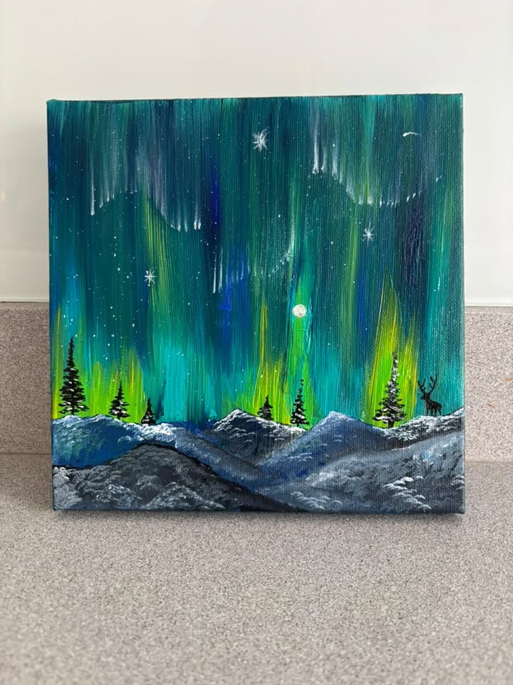 Northern Lights Painting 20cm x 20cm